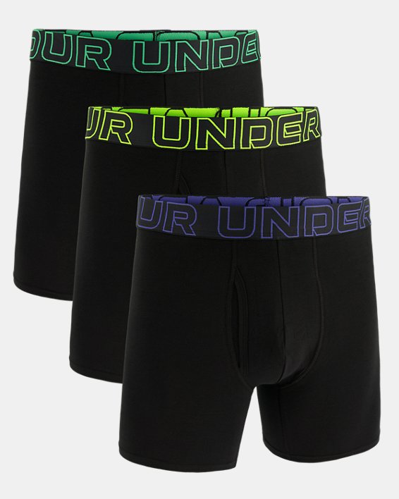 Men's UA Performance Cotton 6" 3-Pack Boxerjock® in Black image number 2